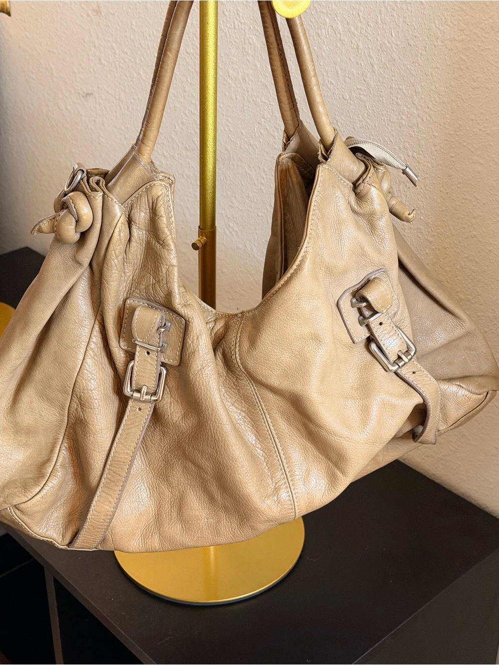 Nardelli Vintage Leather beige Hobo Shoulder Bag - Casual Everyday Tote - Picture 7 of 11